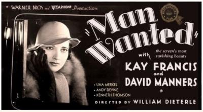 MAN WANTED (1932, William Dieterle) Diplomacia femenina